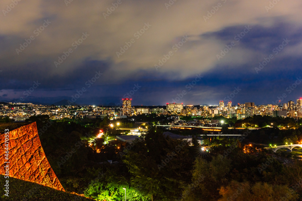 仙台　仙台城跡から眺望　夜景