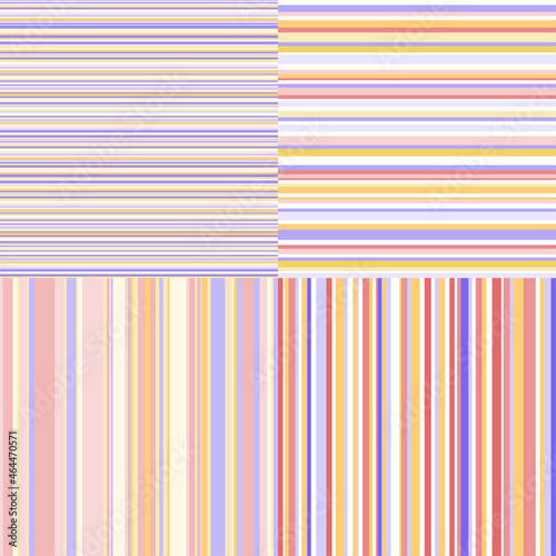 Set of seamless colored patterns. Pretty light colors. Backdrop with stripes. Abstract linear wallpaper of the surface. Striped backgrounds. Print for polygraphy, posters, t-shirts and textiles