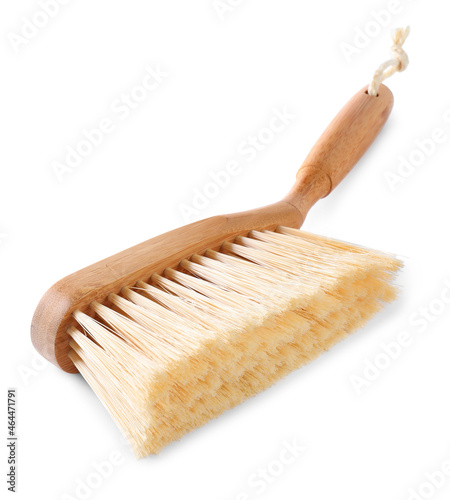 Wooden brush isolated on white. Cleaning tool