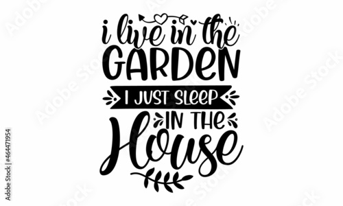 I live in the garden i just sleep in the house  reefing card with cylinder  moustache  thumbs up  laurels on stripes background and green confetti  For celebration of St  Patrick s Day  EPS 10 vector 