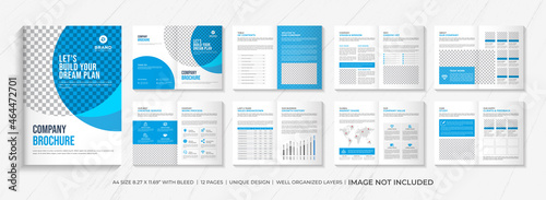 Company profile brochure template layout design, 16 pages corporate brochure design template, Minimal Business Brochure template design