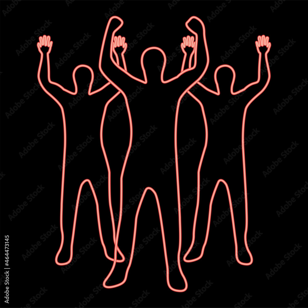 Fototapeta premium Neon business people red color vector illustration flat style image