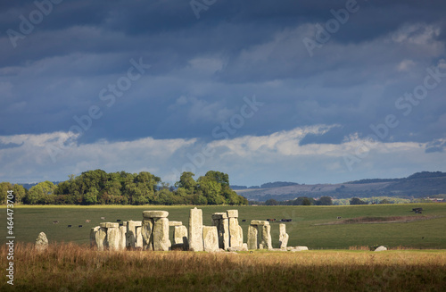 October spotlight on Stonehenge on the Salisbury plains, Wiltshire, south west England