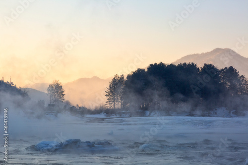 Morning fog over the water, Katun river, Altai, Russia © Shchipkova Elena
