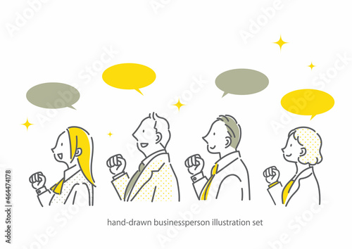 ビジネスパーソンのシンプルでお洒落な線画イラスト　ポジティブ