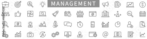 Business and management line icons set. Management icon collection. Vector photo