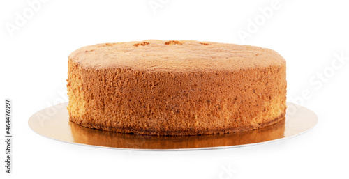 Delicious fresh homemade cake on white background
