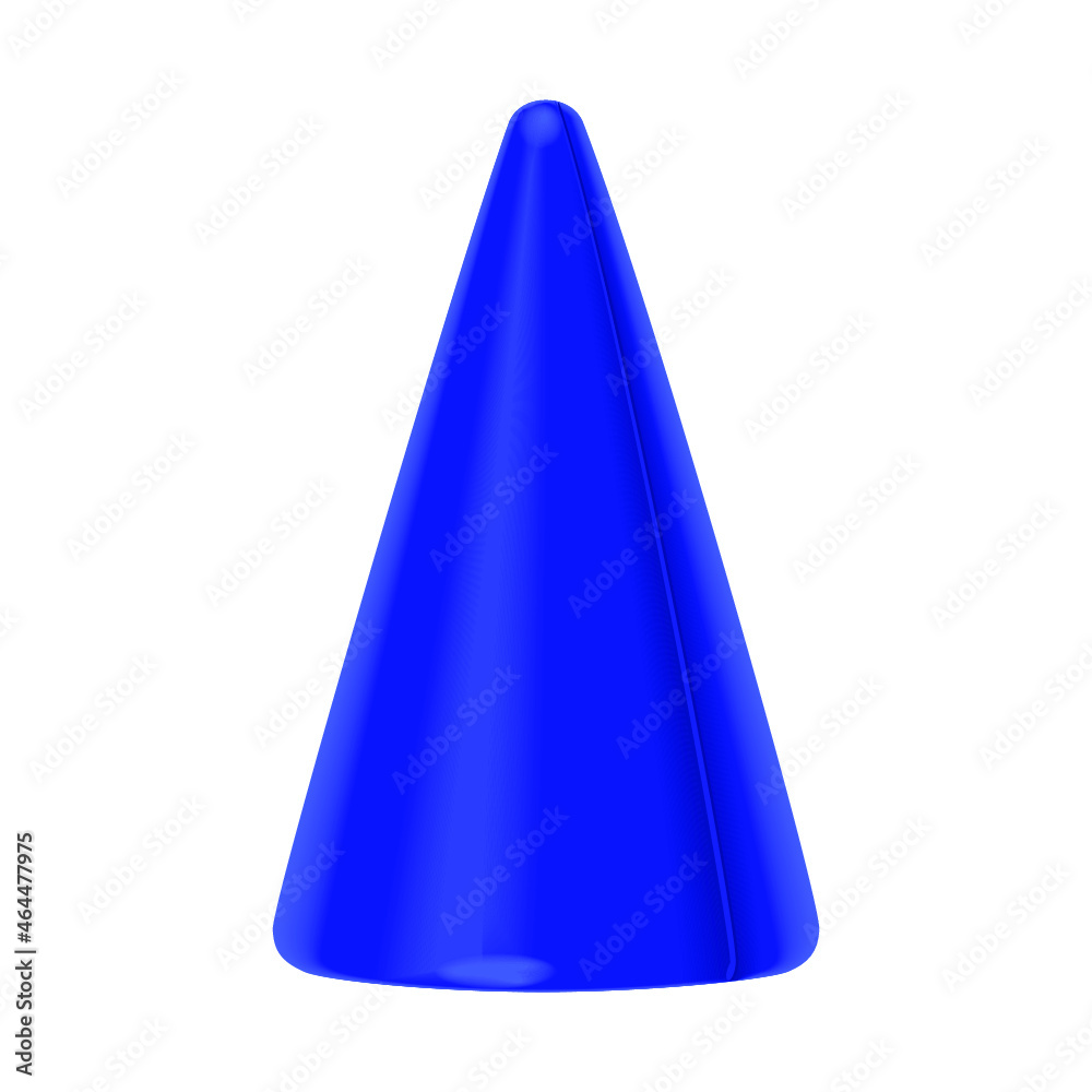 Toy, colorful blue plastic cone isolated on a white background. 3d illustration Toy, colorful blue plastic cone isolated on a white background. 3d illustration