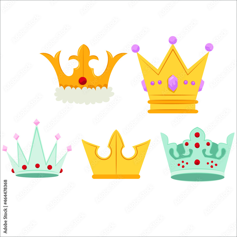 Crown vector golden royal jewelry symbol of king queen and princess ...