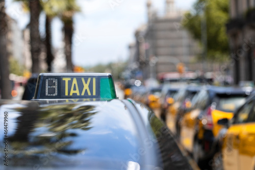 Group of taxi cabs in Barcelona