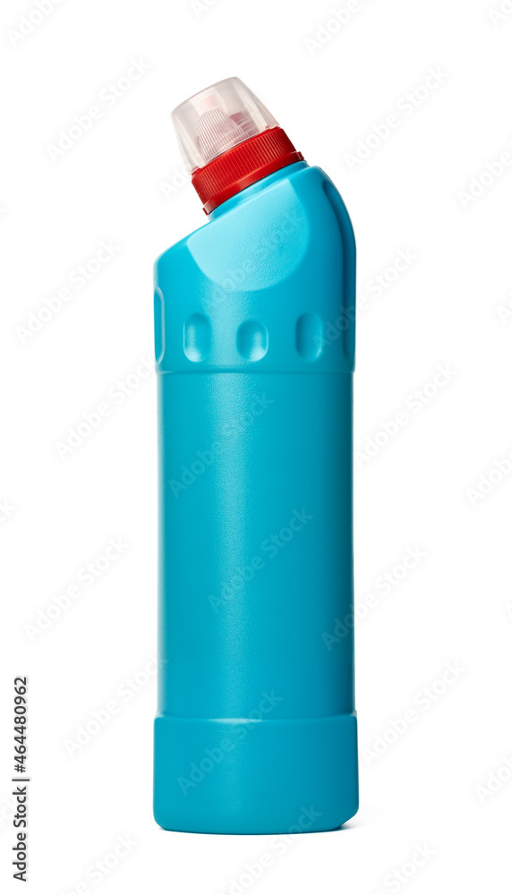 Blue plastic bottle of liquid detergent isolated on white Blue plastic bottle of liquid detergent isolated on white