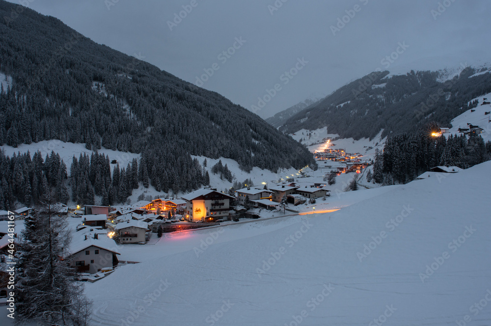 An evening in the Austrian village of Vorderlanersbach near Mayrhofen An evening in the Austrian village of Vorderlanersbach near Mayrhofen
