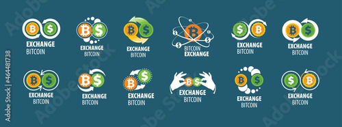 Vector logo of cryptocurrency. Exchange bitcoin for money