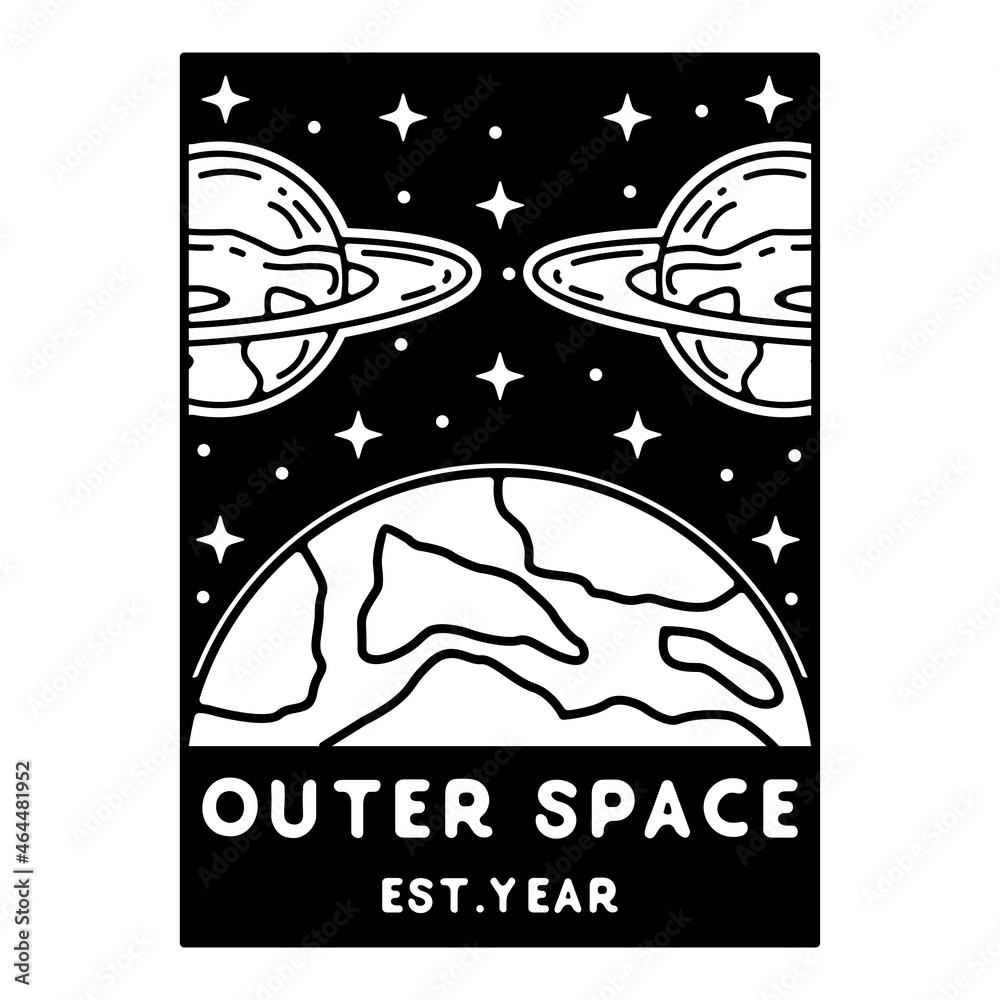 outer space monoline vintage outdoor badge design