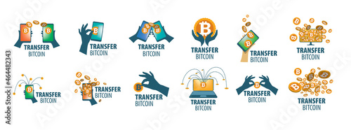 Vector logo of cryptocurrency. Bitcoin money transfer