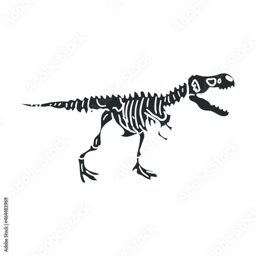 Rex Skeleton Icon Silhouette Illustration. Museum Bone Dinosaur Vector Graphic Pictogram Symbol Clip Art. Doodle Sketch Black Sign.