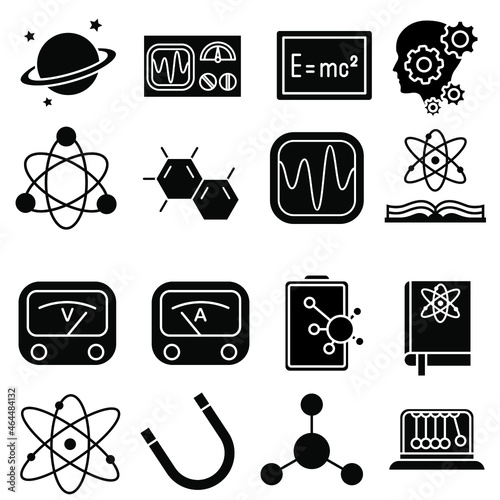 Physics icon vector set. studies illustration sign collection. science symbol or logo.

