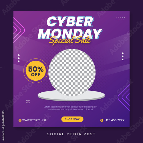 Cyber monday special sale social media post template