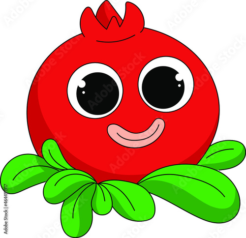 Cranberry berry. Red berry. Heather. Delicious food. Cheerful smiling cartoon character. Isolated on a white background. Vector illustration.