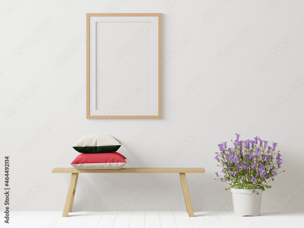 3D Mockup photo frame in Modern interior of living room