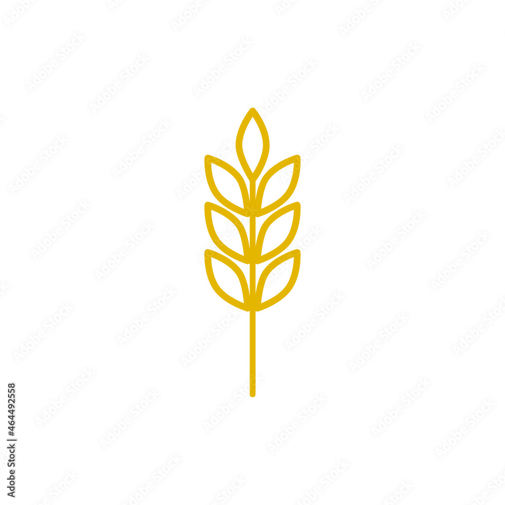 Vector farm wheat ears icon template. Line whole grain symbol ...