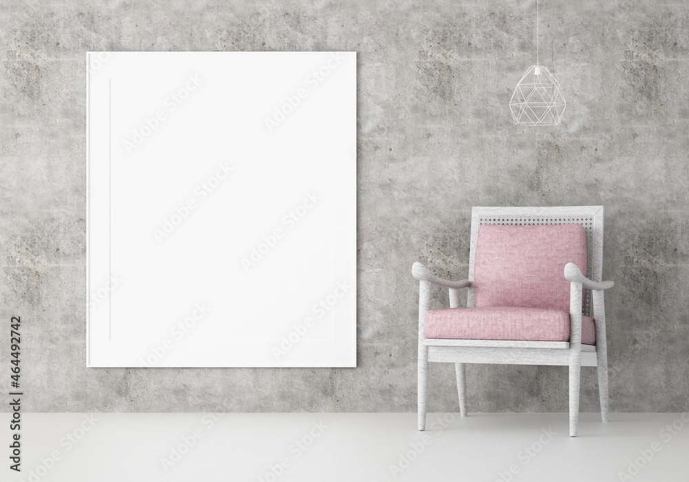 3D Mockup photo frame in Modern interior of living room 3D Mockup photo frame in Modern interior of living room