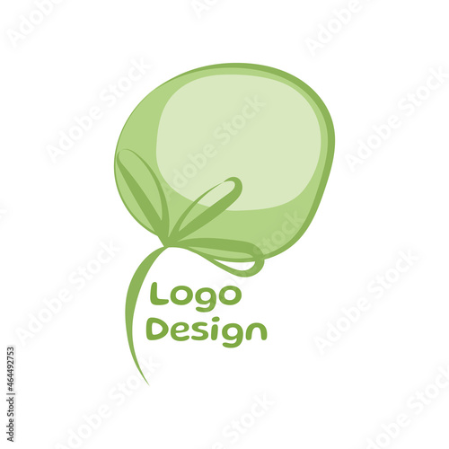 Vector green logo. Concept design of Plant, nature, ecology, garden, bio, growth, health and beauty care. Hand drawn icon of abstract flower. 