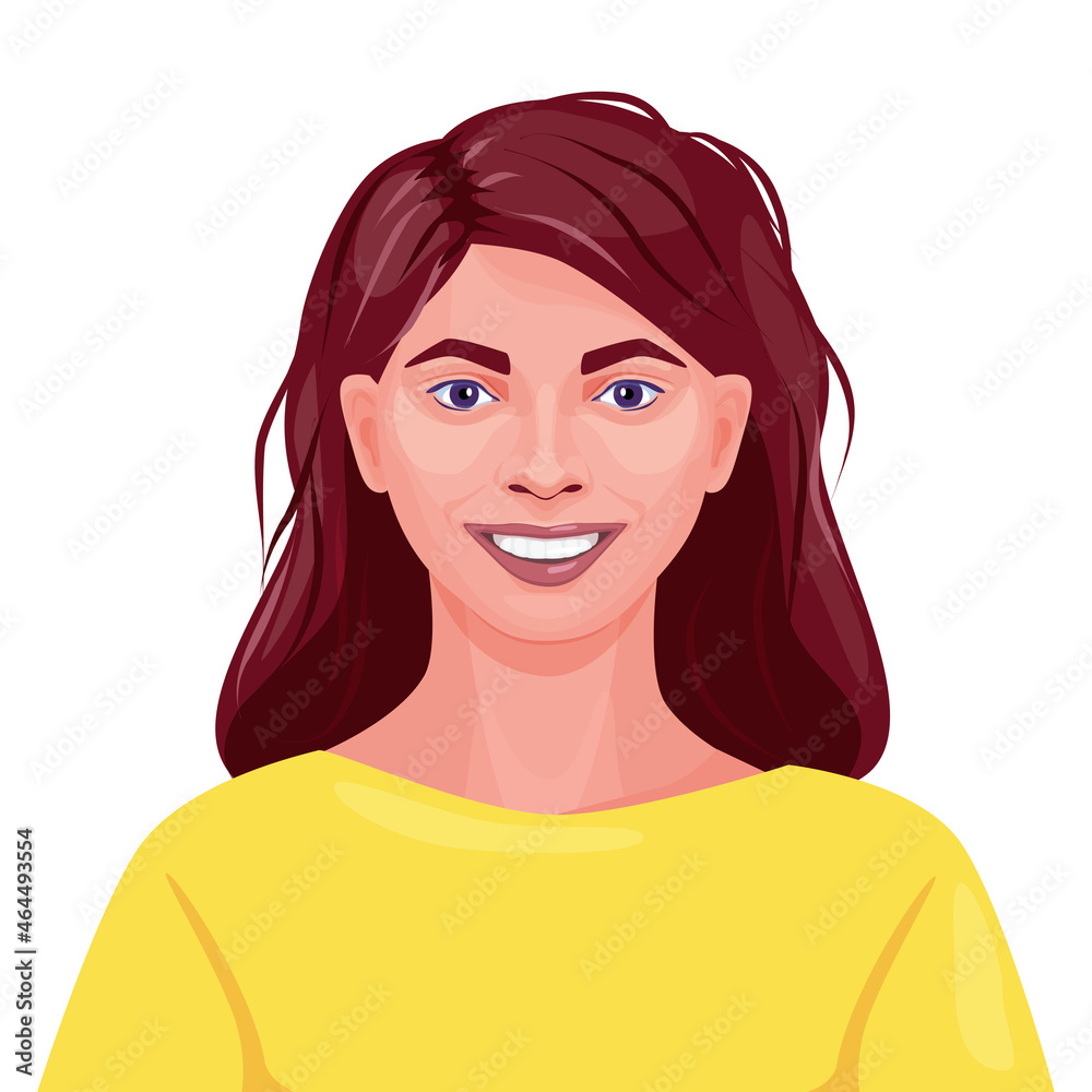 Portrait of smiling woman happy brunette looking forward and smile Portrait of smiling woman happy brunette looking forward and smile