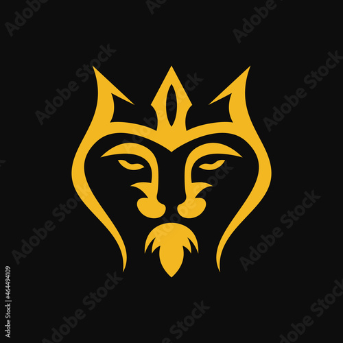 Fototapeta Naklejka Na Ścianę i Meble -  Lion head shield logo icon. Royal logo. Premium king animal sign. Vector illustration.