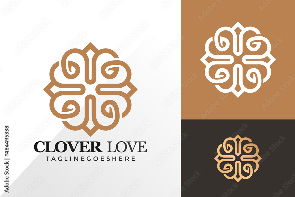 Abstract clover love ornament logo and icon design vector concept for template