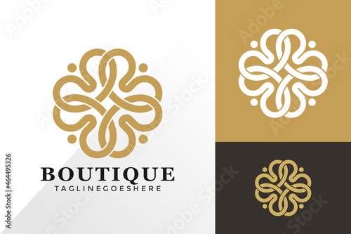 Boutique clover ornament logo and icon design vector concept for template