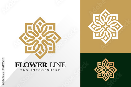 Abstract flower line logo and icon design vector concept for template
