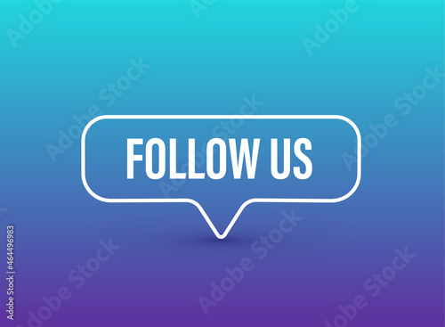 Button Follow us on colour background. Vector illustration