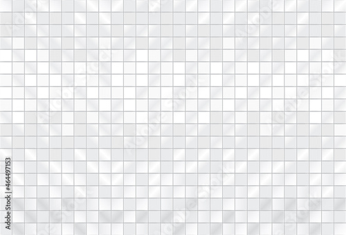 White squared mosaic seamless pattern. Square tiles seamless pattern. Mirror mosaic modern texture background. White ceramic tile background. Geometric template. Vector illustration EPS10.