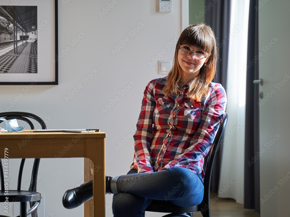 Happy young woman indoor Happy young woman indoor