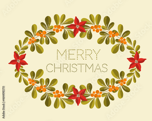 Christmas frame floral branch.Holiday border background plant.Design decoration 2022 new year.