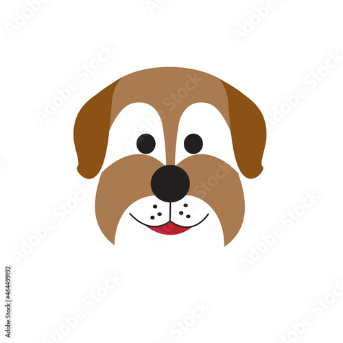 Dog face logo isolated on white background. Funny dog face logo for web site, icon, app, poster, placard and wallpaper. Dog face icon, vector illustration © Marinko