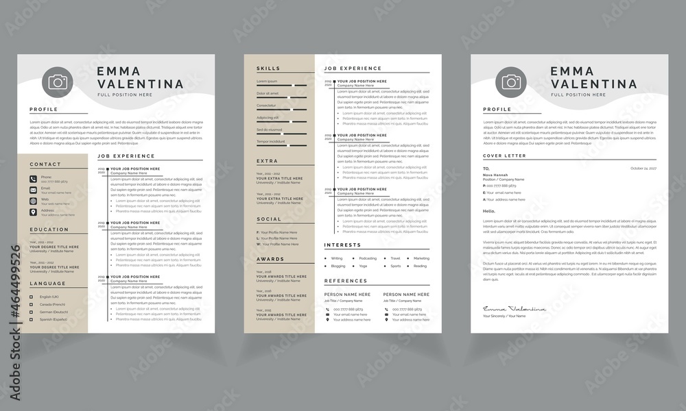 Professional resume business layout, Creative cv template vector minimalist	