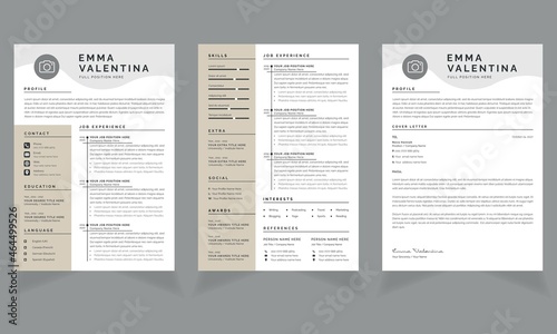 Professional resume business layout, Creative cv template vector minimalist	 photo