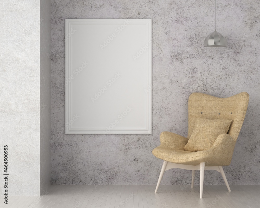 3D Mockup photo frame in Modern interior of living room