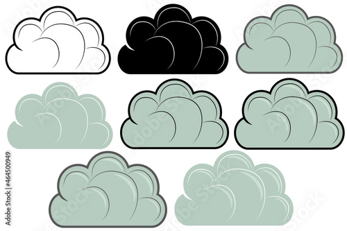 Set of Cartoon cloud in isolate on a white background. Vector illustration