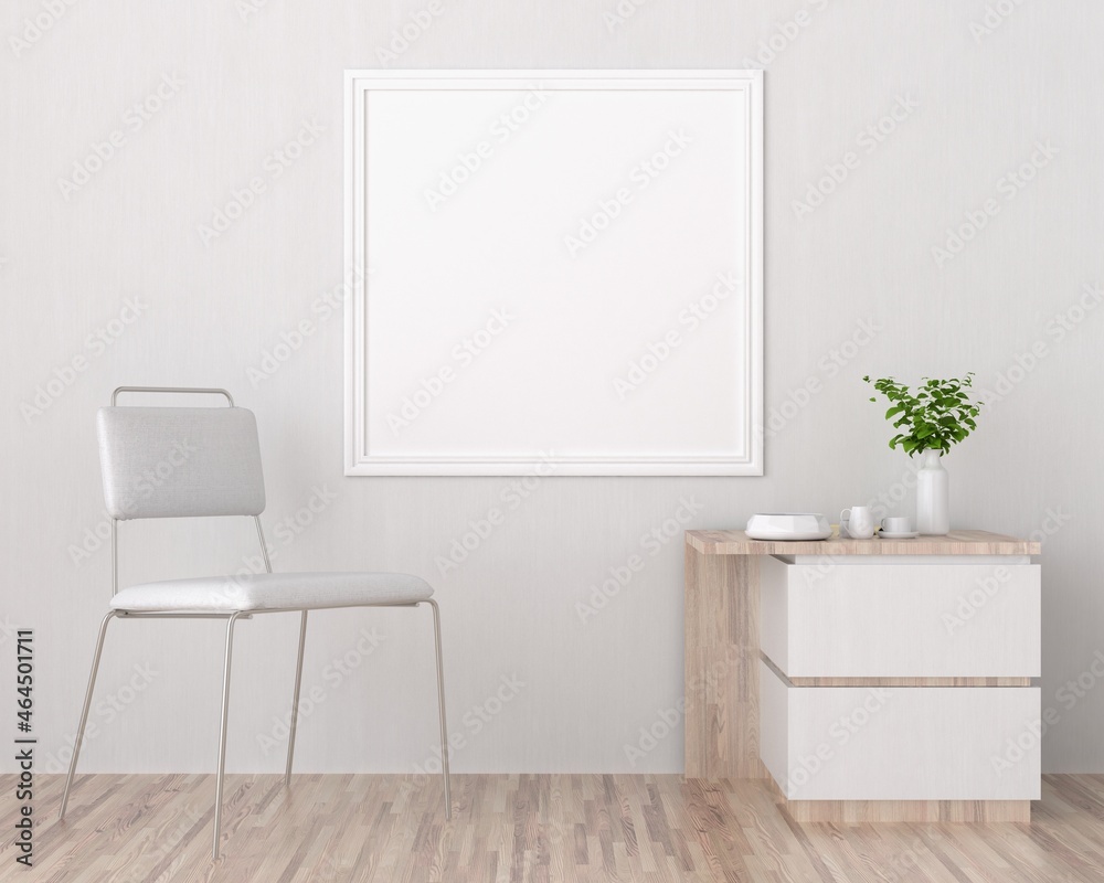 3D Mockup photo frame in Modern interior of living room 3D Mockup photo frame in Modern interior of living room