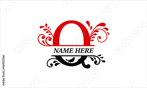 Q Alphabet split letter nature abstract monogram vector logo template