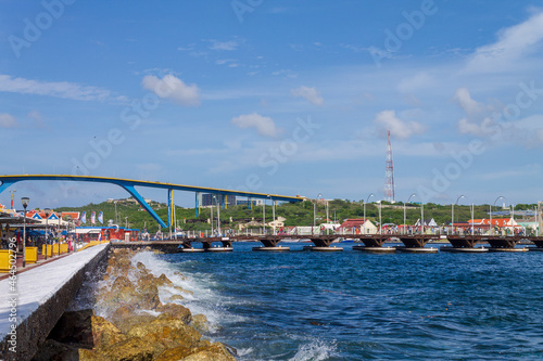 Juliana Queen Bridge in the city of Willemstad. Curacao