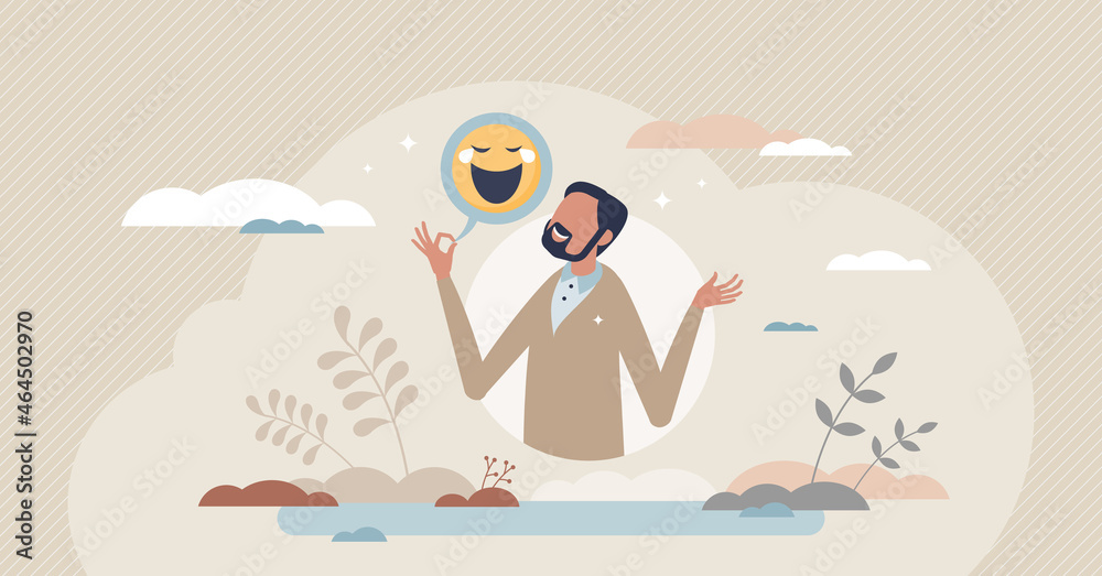 Sense of humor and funny story telling to get laughter tiny person concept. Human skill and Sense of humor and funny story telling to get laughter tiny person concept. Human skill and