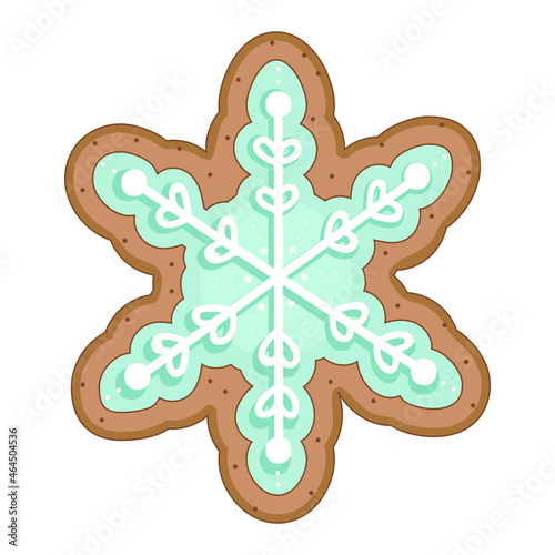 Gingerbread snowflake Christmas Cookies. Vector illustration