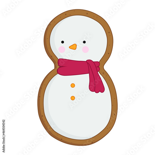 Gingerbread Christmas Cookies. Snowman. Vector illustration