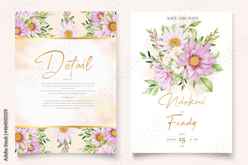  hand drawn watercolor daisy background card set