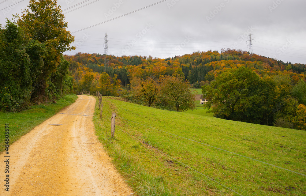 country road in autumn in Switzerland