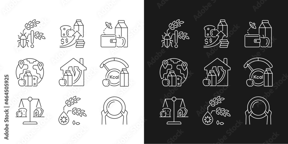 Hunger reasons linear icons set for dark and light mode. Pests and ...